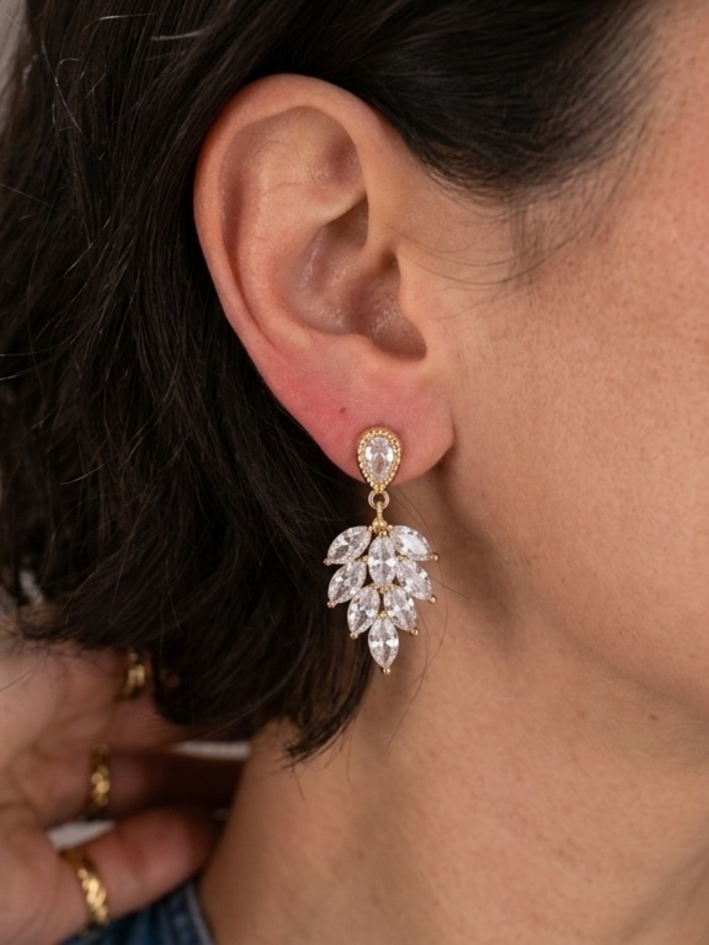 Dangle Drop Leaves Earrings Gold Plated